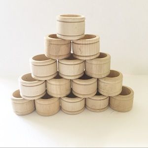 Wood Napkin Rings vintage natural wood lot of 15